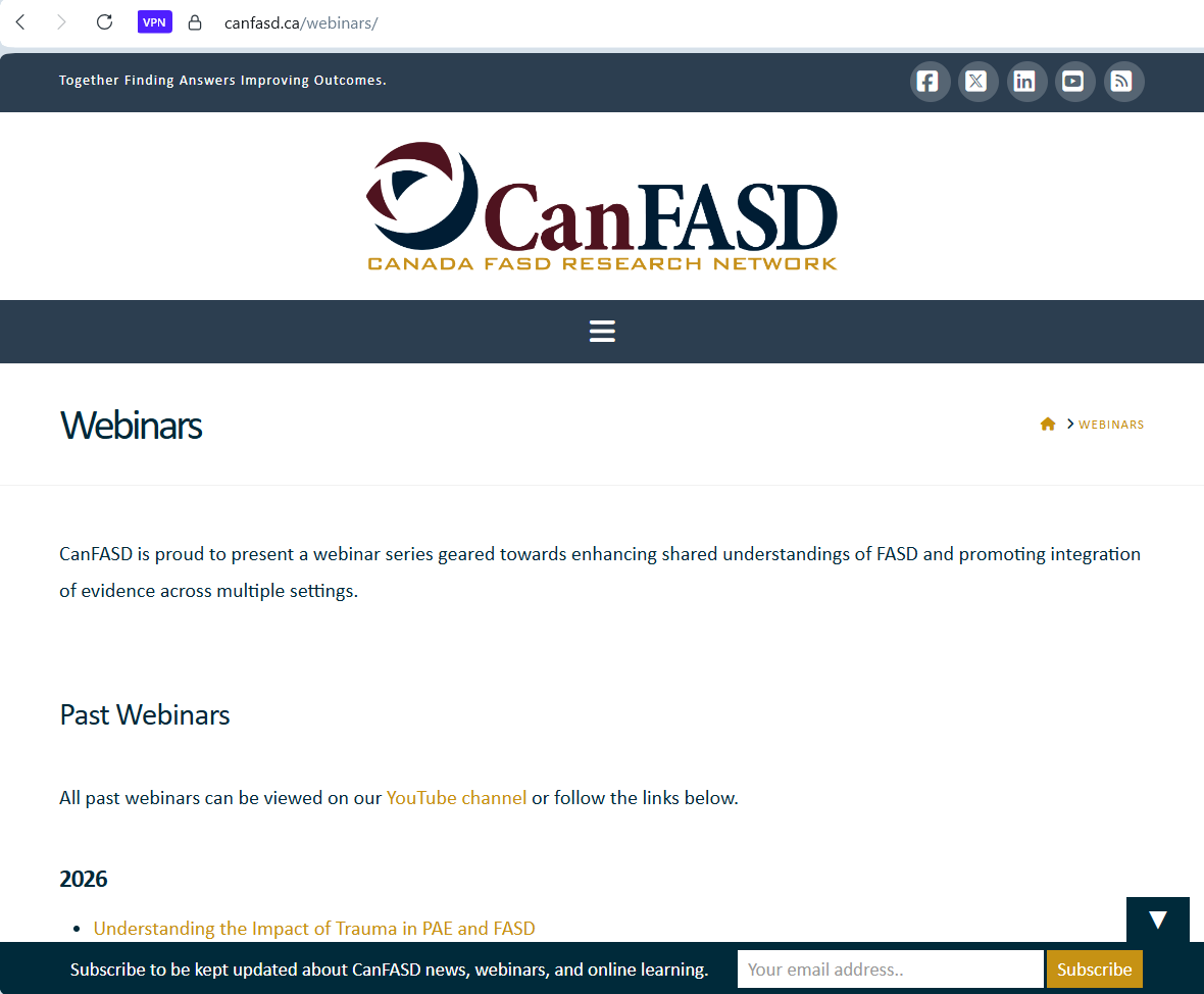 CanFASD — Webinars and Presentations