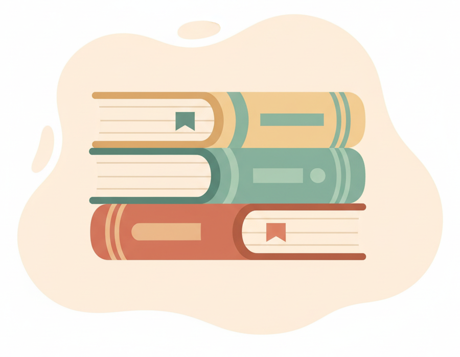 A stack of books representing the Library.