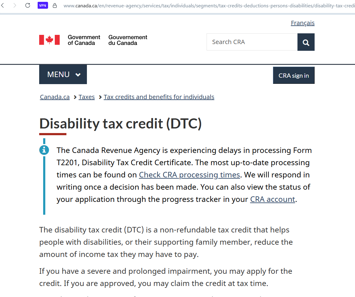 Canada — Disability Tax Credit